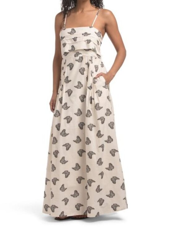 Solitaire Dresses & Skirts - SOLITAIRE Sleeveless Cotton Blend Jacquard Maxi Dress
